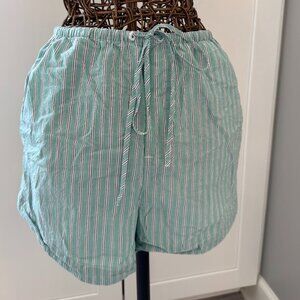 Madewell | Drawstring Pull-On Shorts | Dusty Verdigris (Teal Stripe) | Large